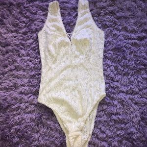 Lace lace-up bodysuit